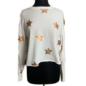 Spiritual Gangster Cropped Sweatshirt Metallic Stars Size Medium